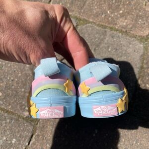Vans Kids Light Blue Sneakers with Pastel Rainbow and Yellow Stars